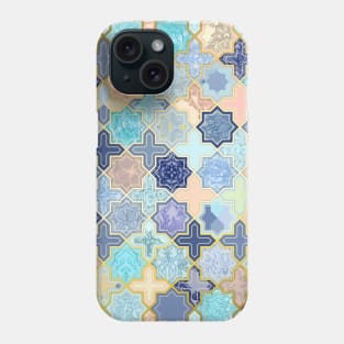 Cream, Navy and Aqua Geometric Tile Pattern Phone Case