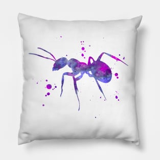 Purple Ant Watercolor Painting Pillow