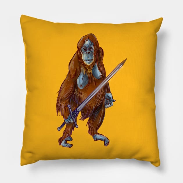 Orangutan with sword Pillow by CeaV