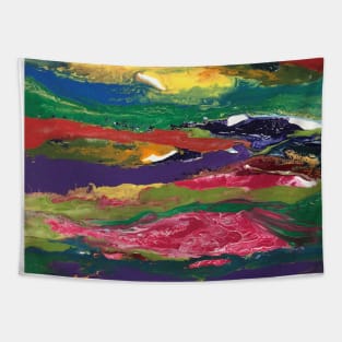 Layered Rainbow Colors Abstract Tapestry