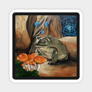 A Moment of Clarity - Psychedelic Frog Toad Mushrooms Sacred Geometry Fantasy Wall Art Handmade Home Decor Painting Magnet