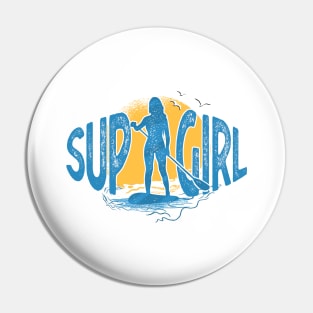 SUP Girl Standup Paddle Board Vintage Gift Pin