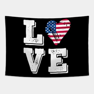 Heart Shape USA American Flag Patriot Tapestry