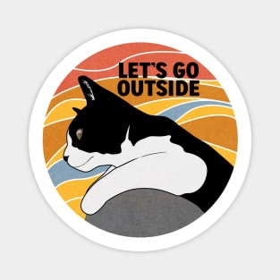 Vintage Tuxedo Cat Lets Go Outside Magnet