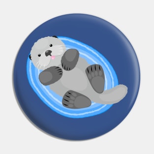 Cute sea otter cartoon illustration Pin