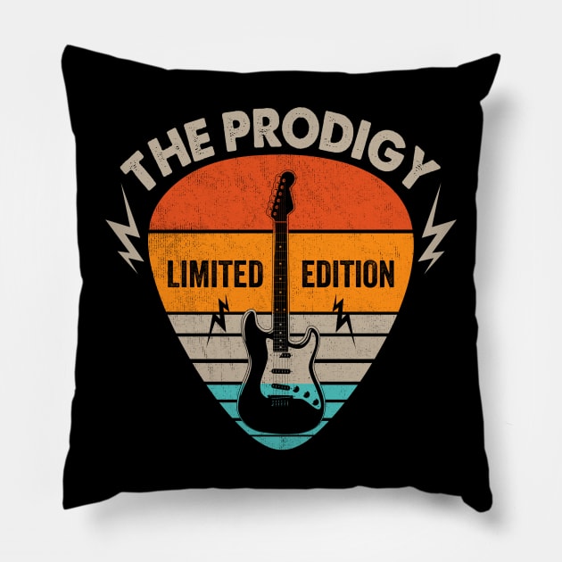 Vintage Prodigy Name Guitar Pick Limited Edition Birthday Pillow by Monster Mask