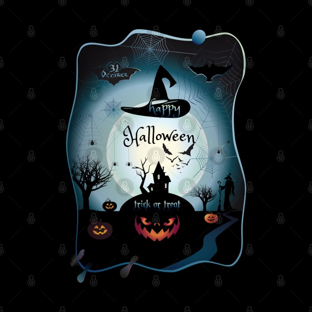 Halloween Night Party Decoration. Treat or Trick Characters Paper Art, Cut paper Handmade style. T-Shirt by sofiartmedia