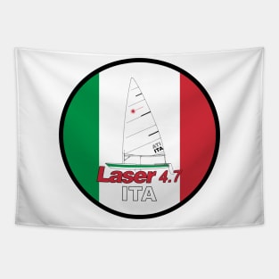 laser class sailboat on flag Italy Tapestry