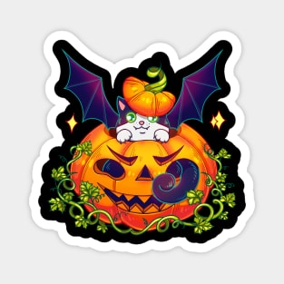 For the dark background: The Cat-bat, a pumpking and Halloween Magnet