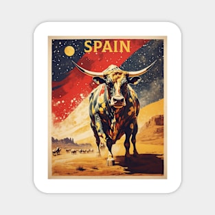 Running of the Bulls Spain Flag Travel Tourism Retro Vintage Magnet