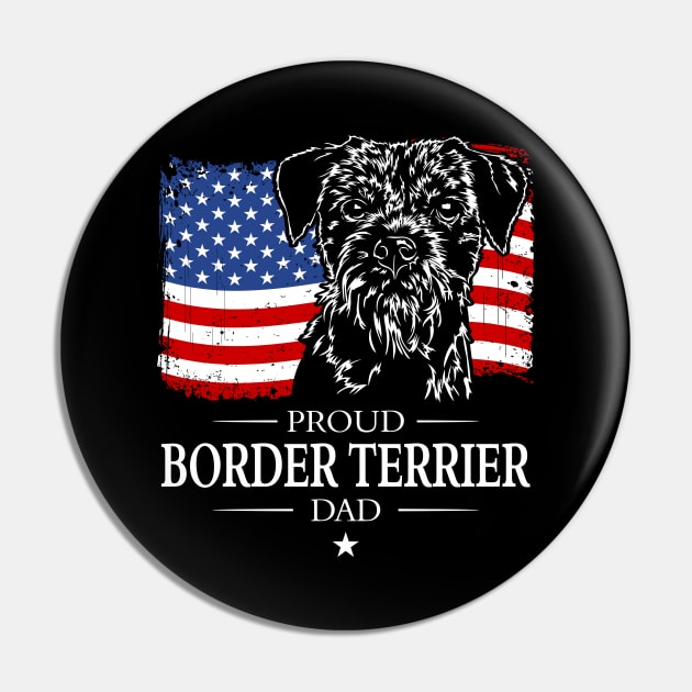 Border Terrier Dad American Flag patriotic dog Pin by wilsigns