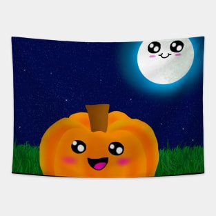 Cute Little Pumpkin and the Moon! Tapestry