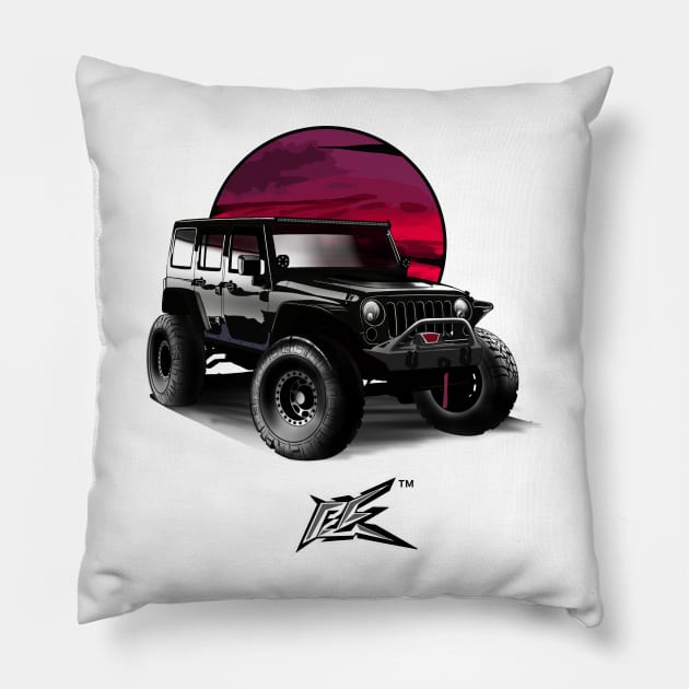 jeep wrangler rubicon black Pillow by naquash