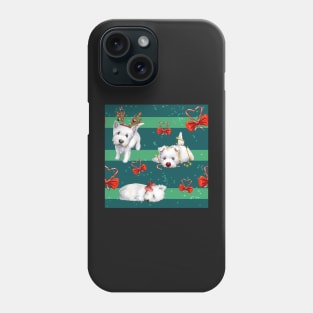 Christmas Westies green pattern Phone Case