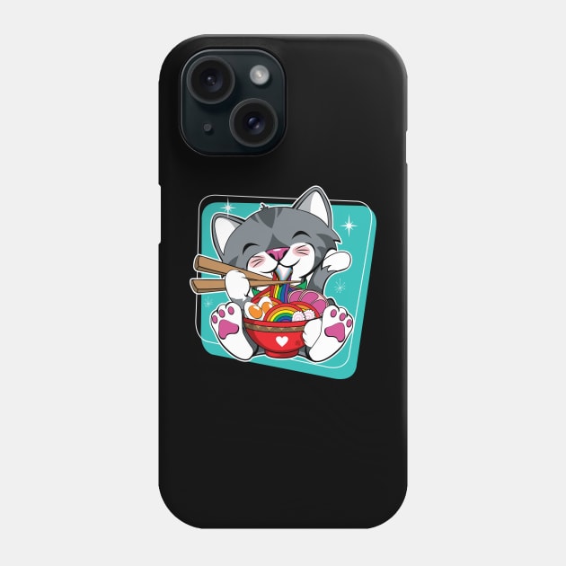 Cat Eating Ramen Pride Flag Phone Case by CuddleswithCatsArt