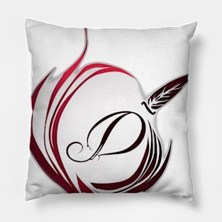 Elegant Feather Quill and Ink Swirl Design No. 444 Pillow