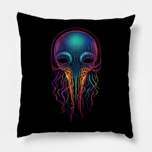 Squid Skull Distressed Pillow