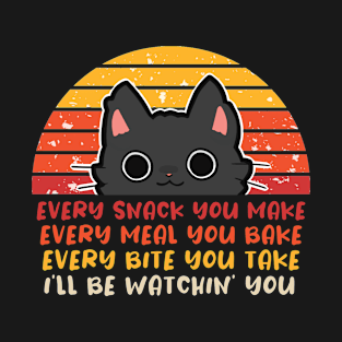 Retro Cat - Watching You Snack T-Shirt