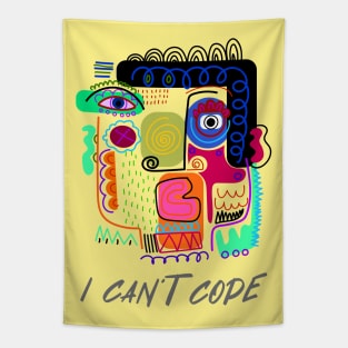 Vibrant Expression: 'I CAN'T COPE' Abstract Face Tapestry