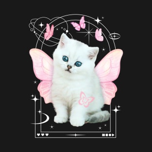 Cute y2k Aesthetic Cat Butterfly Fairy Cyber 2000s Graphic T-Shirt