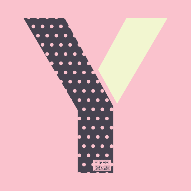 Initial Letter Y Ladies Girls Polka Dots Girly Cute by porcodiseno