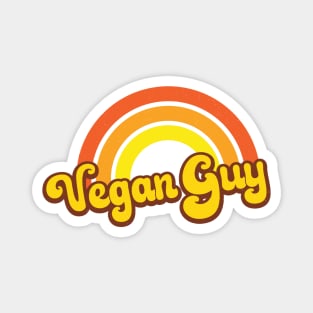 Vegan Guy Retro Rainbow Orange Magnet