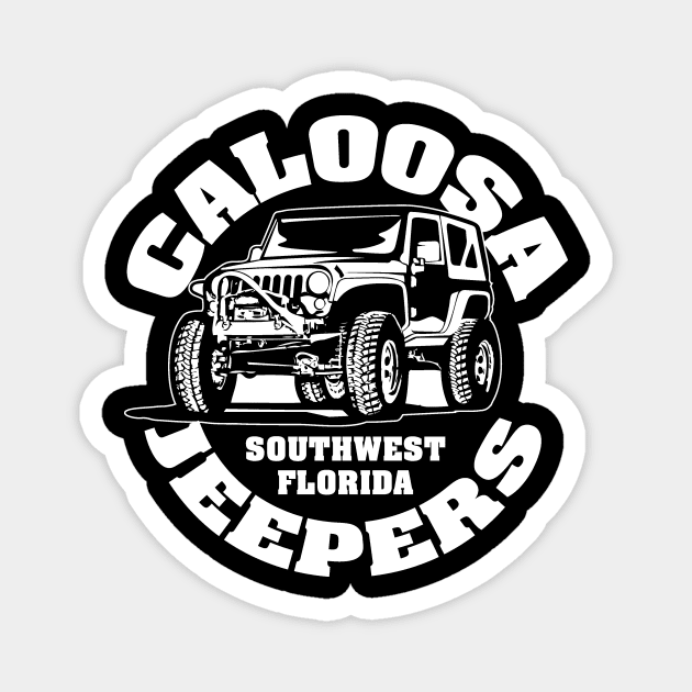 Hoodie White Logo Caloosa Jeepers Magnet by Caloosa Jeepers 