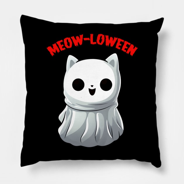 Meow-Loween Ghost Cat Pillow by SimplyIdeas