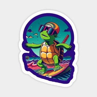 Cool Surfing Turtle Magnet