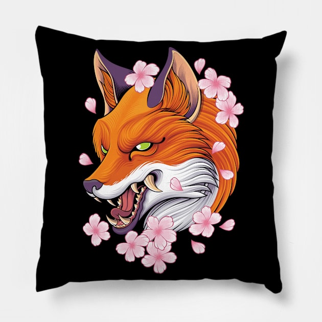 Kitsune Mask I Fuchs I Red Fox I Anime Pillow by Shirtjaeger