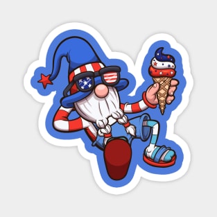 4th Of July Gnome With Ice Cream Magnet