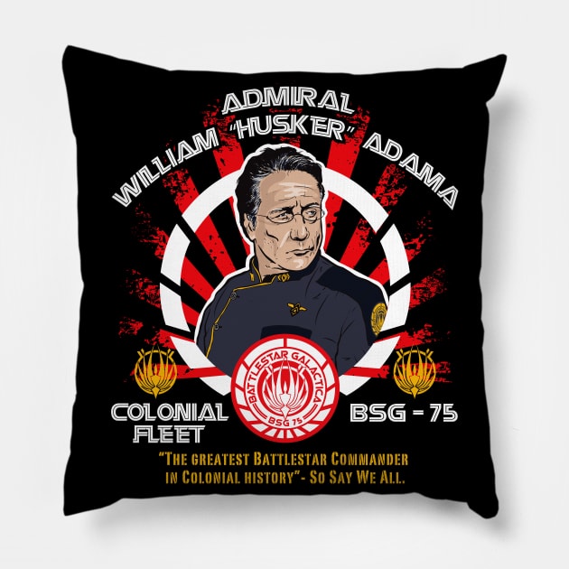 BSG 75 Admiral William Husker Adama Pillow by Alema Art