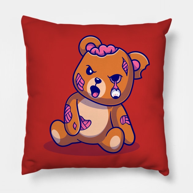 Cute Bear Zombie Cartoon Pillow by Catalyst Labs