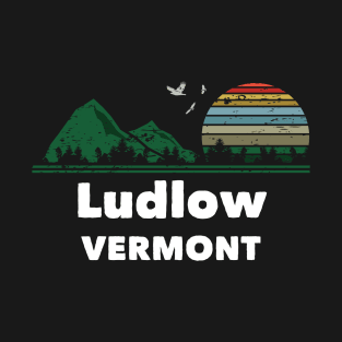 Mountain Sunset Flying Birds Outdoor Ludlow Vermont T-Shirt