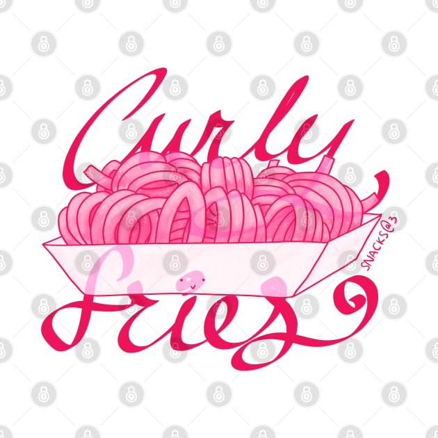 Curly Fries Words in PINK by Snacks At 3