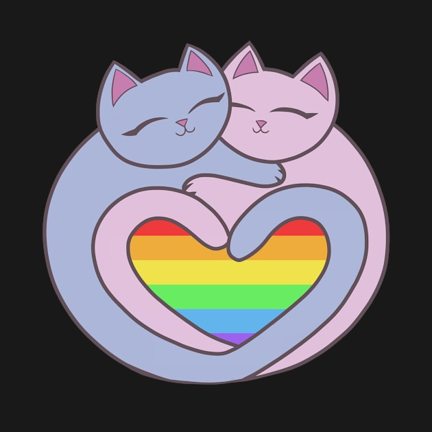 Rainbow Pride Heart Cats Kawaii by xenotransplant