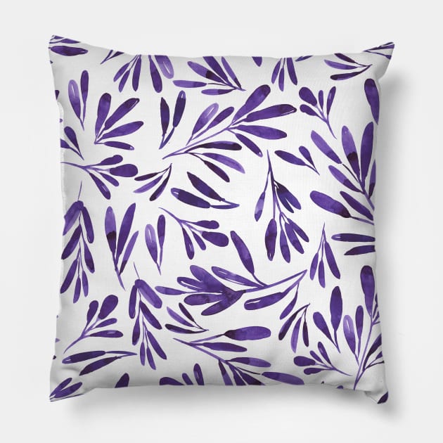 Purple leaves pattern Pillow by Gush Art Studio 1