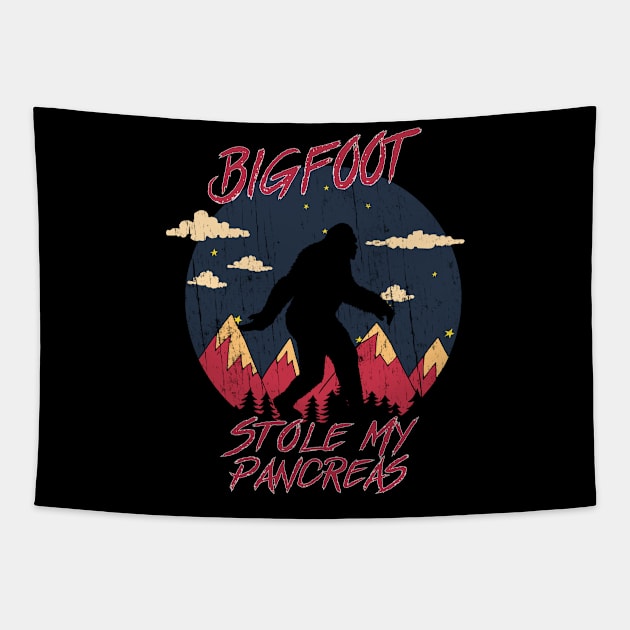 Bigfoot stole my pancreas Tapestry by Theretrotee