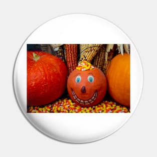 Halloween Smiling Pumpkin With Candy Pin