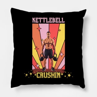 Motivated Man Crushing Fitness Goals with Kettlebell Workout | Gym Inspiration Shirt Pillow