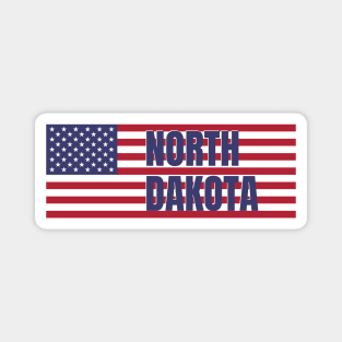 North Dakota State in American Flag Magnet