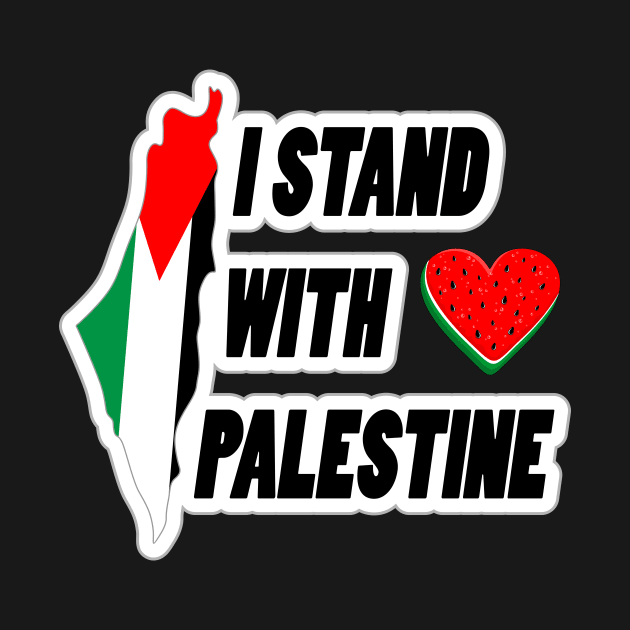 I stand with Palestine - Map and Watermelon Logo by BluedarkArt