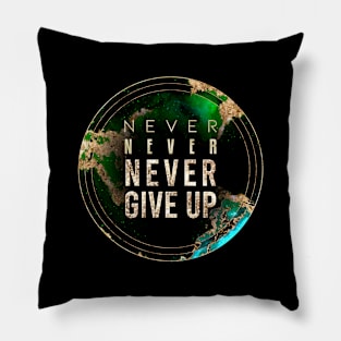 Gold Inspirational Never Give Up B - Circle Shield Pillow