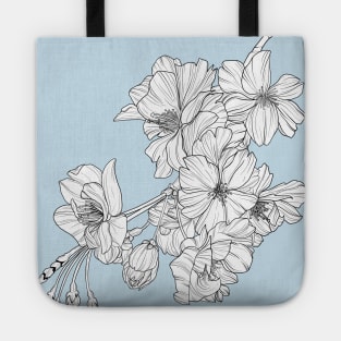 Sakura Cherry Blossom Flower Monoline Illustration Tote