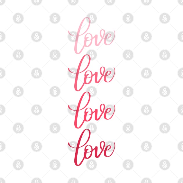 Love in Modern Calligraphy in Pink Gradient by Kelly Gigi