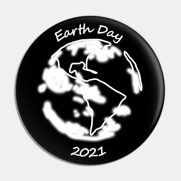 White Planet Earth Day 2021 Monochrome Pin by ellenhenryart