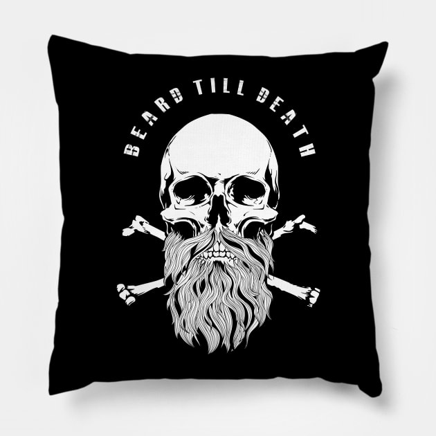 Beard Till Death Bearded Skull Pillow by monolusi