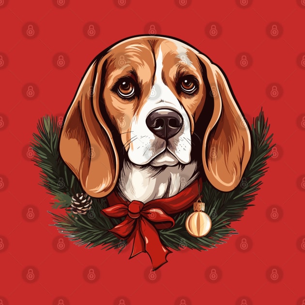 Christmas Beagle by Retroprints
