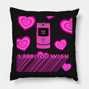 2000s aesthetic1(800)YOU-WISH pink razr phone typography Pillow