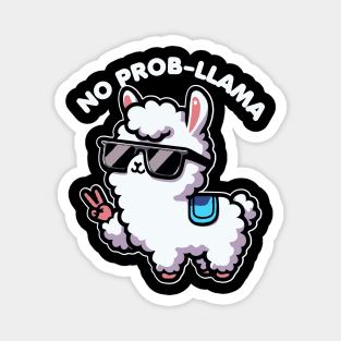 No Probllama Funny Llama Lover Pun Magnet